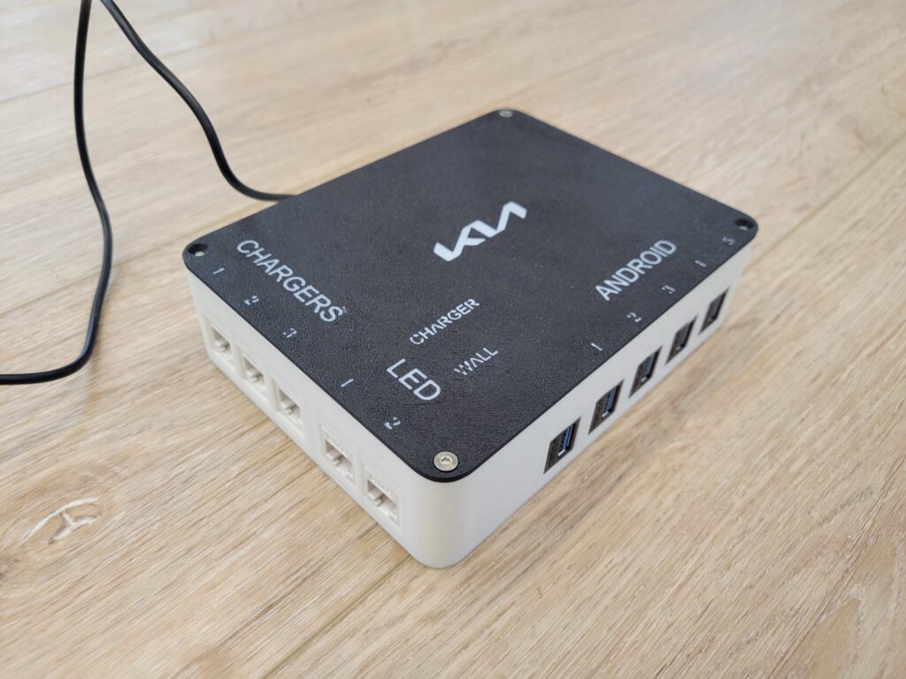 The Custom control box I designed to control 5 different video feeds and the led strip timing